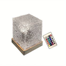 2023 New Hot USB Square Night Light Cube Decorative Night Lamp Square Crystal Table Lamp,Rotating Water Ripple Small Night Light Creative Bedside