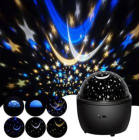 Children's starry sky projector; LED luminous projector; 360-degree rotating starry sky projector lamp with timer auto-off and USB cable; ideal d