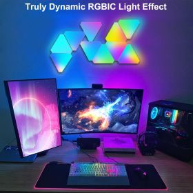 10-Pack Touch Sensitive Modular Triangle Wall Lights with Remote Intelligent triangular Quantum Lamp RGB Color App Control Music Sync