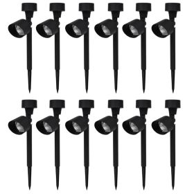 Outdoor Solar Powered LED Spotlight Black 12 pcs