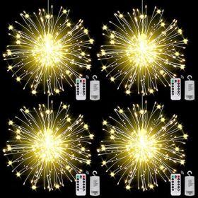 4 Packs; Fairy String Lights Christmas Lights; 90LED 8 Modes Dimmable String Fairy Lights With Remote Control; Waterproof Copper Wire Decorative (Color: Warm LED)