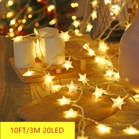 1pc Star String Lights; 3m/10ft; 6m/20ft; EFFE LED Fairy Twinkle Lantern Lights With 20 Stars 2 Flashing Modes; Battery Powered Indoor & Outdoor (Color: Warm White, Items: 3M 20LED)