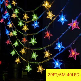 1pc Star String Lights; 3m/10ft; 6m/20ft; EFFE LED Fairy Twinkle Lantern Lights With 20 Stars 2 Flashing Modes; Battery Powered Indoor & Outdoor (Color: Multicolor, Items: 6M 40LED)