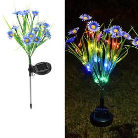 Solar Garden Lights LED Flower Stake Lamp Outdoor Yard Waterproof Patio Decor (Package: 2 Pack, Color: Blue)