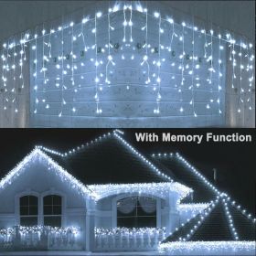 96 LED Curtain Icicle Lights for Party Christmas Decor - 8 Mode, Remote Control (Color: White)