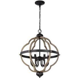 6 Light pendant light (Color: Black)