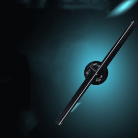 Upgraded Naked Eye 3D Holographic Advertising Machine Fan Screen Support Lmage Video Store Bar Party Advertising Display (Color: Black)