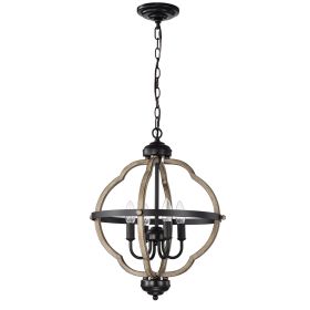 4 Light pendant light (Color: Black)