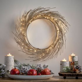 24" LED Lighted Paper Wreath with Timer for Valentine's Day Décor, Warm Lights, Battery Operated (Color: Champagne Lights)